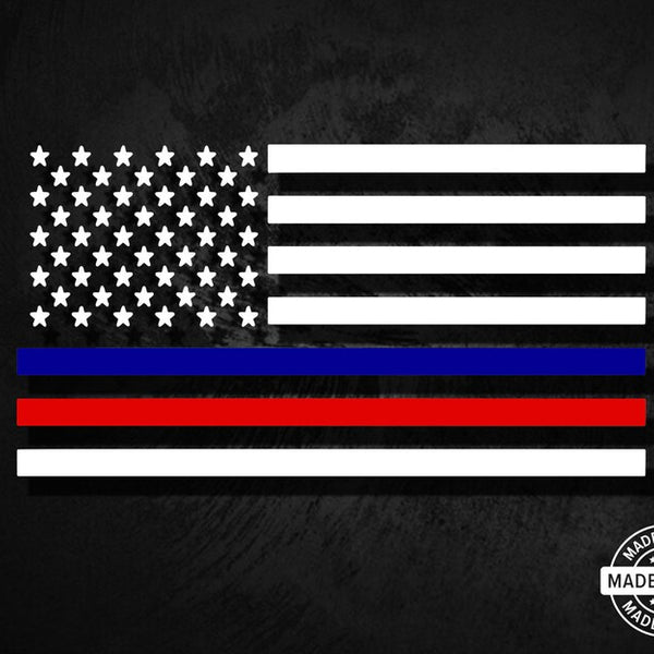 Thin Blue/Red Line Flag Decal - American Die-Cut Decals